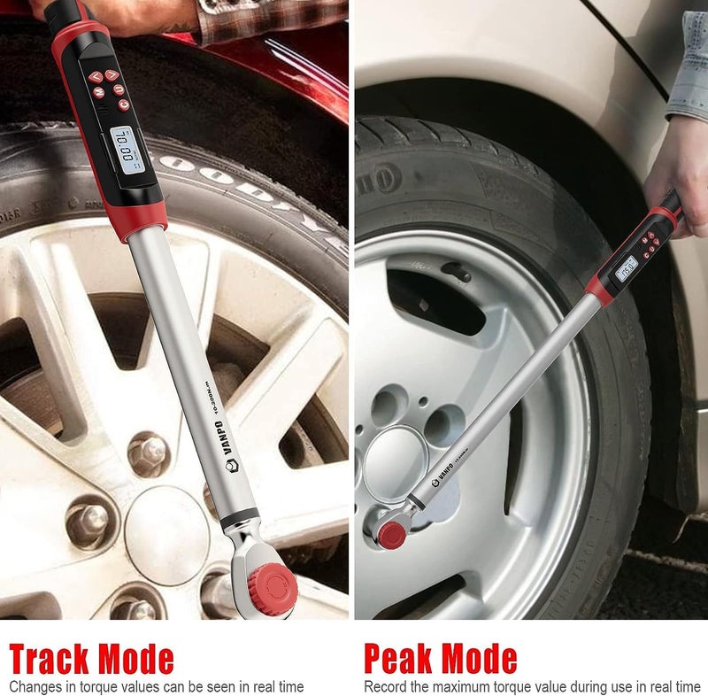 VANPO Digital Torque Wrench 1/2-Inch Drive 12.5-250.8 ft-lbs./17-340Nm, Electronic Torque Wrench with Buzzer & LED Indicator, Accurate to ±2%,Torque Wrench Set for Bike Moto Car - Image 4